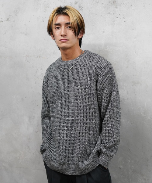 SUNNY SPORTS(サニースポーツ)の「SUNNY SPORTS / サニースポーツ WAFFLE MIX CREW SWEATER ワッフル ミックス糸 クルーネックセーター(ニット/セーター・メンズ・オレンジ/グレー/レッド・MEDIUM/LARGE)」の4枚目の写真