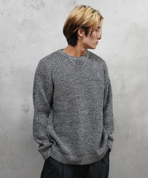SUNNY SPORTS(サニースポーツ)の「SUNNY SPORTS / サニースポーツ WAFFLE MIX CREW SWEATER ワッフル ミックス糸 クルーネックセーター(ニット/セーター・メンズ・オレンジ/グレー/レッド・MEDIUM/LARGE)」の5枚目の写真
