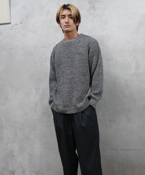 SUNNY SPORTS(サニースポーツ)の「SUNNY SPORTS / サニースポーツ WAFFLE MIX CREW SWEATER ワッフル ミックス糸 クルーネックセーター(ニット/セーター・メンズ・オレンジ/グレー/レッド・MEDIUM/LARGE)」の6枚目の写真