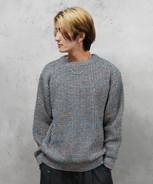 SUNNY SPORTS(サニースポーツ)の「SUNNY SPORTS / サニースポーツ WAFFLE MIX CREW SWEATER ワッフル ミックス糸 クルーネックセーター(ニット/セーター・メンズ・オレンジ/グレー/レッド・MEDIUM/LARGE)」の7枚目の写真