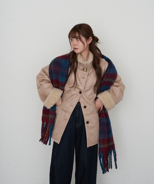 RAY CASSIN(レイカズン)の「チェック大判マフラー(マフラー・レディース・ホワイト系その他2/チャコールグレー/レッド・FREE)」の19枚目の写真