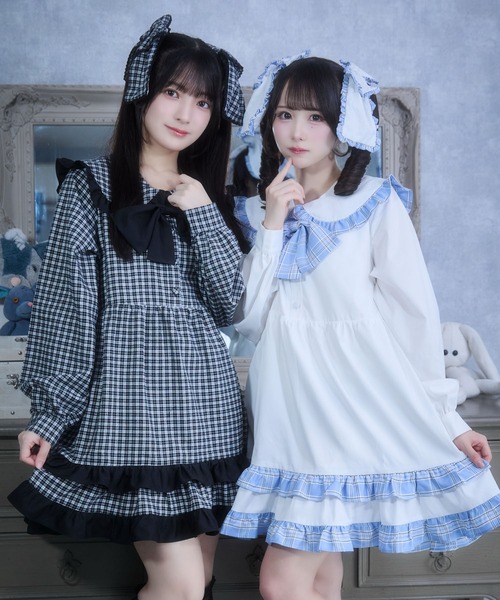 Whinny(ホワイニー)の「Whinny/《2個セット★》ごきげんMAXわんぴっぴ(ワンピース・レディース・サックスブルー/ブラック/ホワイト・FREE)」の12枚目の写真