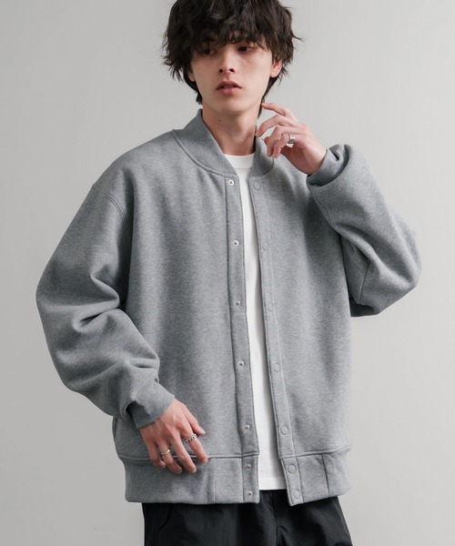 Rocky Monroe(ロッキーモンロー)の「オーバーサイズ ヘビーウェイト裏起毛スナップボタンカーディガン(カーディガン/ボレロ・メンズ・ブラック/チャコールグレー/オートミール/バーガンディー/杢グレー・M/L/LL)」の3枚目の写真