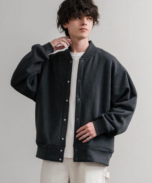 Rocky Monroe(ロッキーモンロー)の「オーバーサイズ ヘビーウェイト裏起毛スナップボタンカーディガン(カーディガン/ボレロ・メンズ・ブラック/チャコールグレー/オートミール/バーガンディー/杢グレー・M/L/LL)」の1枚目の写真