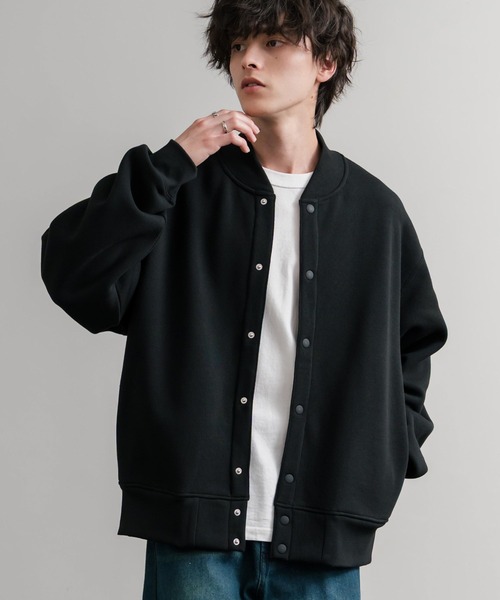Rocky Monroe(ロッキーモンロー)の「オーバーサイズ ヘビーウェイト裏起毛スナップボタンカーディガン(カーディガン/ボレロ・メンズ・ブラック/チャコールグレー/オートミール/バーガンディー/杢グレー・M/L/LL)」の2枚目の写真