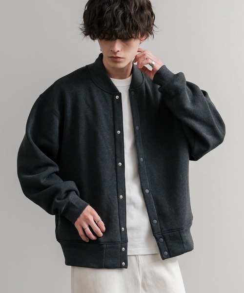 Rocky Monroe(ロッキーモンロー)の「オーバーサイズ ヘビーウェイト裏起毛スナップボタンカーディガン(カーディガン/ボレロ・メンズ・ブラック/チャコールグレー/オートミール/バーガンディー/杢グレー・M/L/LL)」の13枚目の写真
