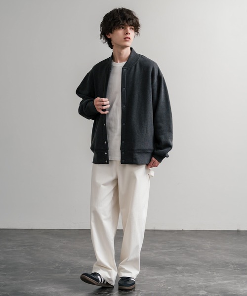 Rocky Monroe(ロッキーモンロー)の「オーバーサイズ ヘビーウェイト裏起毛スナップボタンカーディガン(カーディガン/ボレロ・メンズ・ブラック/チャコールグレー/オートミール/バーガンディー/杢グレー・M/L/LL)」の14枚目の写真