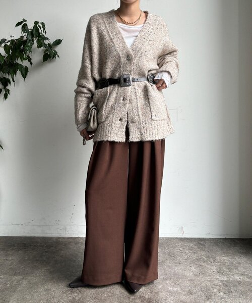 DouDou（ドゥドゥ）の「メランジタックワイドパンツ（その他パンツ・レディース・ブラウン/ダークブラウン/グレイッシュベージュ・FREE/TM）」の9枚目の写真