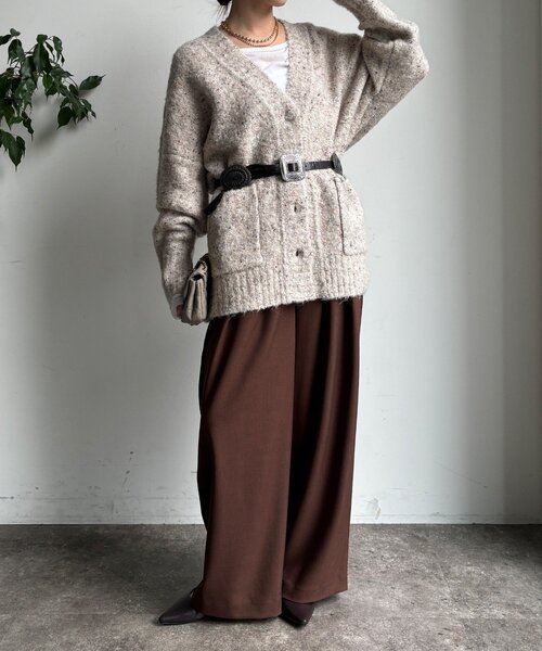 DouDou（ドゥドゥ）の「メランジタックワイドパンツ（その他パンツ・レディース・ブラウン/ダークブラウン/グレイッシュベージュ・FREE/TM）」の14枚目の写真