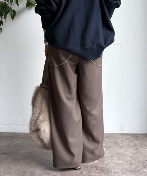 DouDou（ドゥドゥ）の「メランジタックワイドパンツ（その他パンツ・レディース・ブラウン/ダークブラウン/グレイッシュベージュ・FREE/TM）」の6枚目の写真