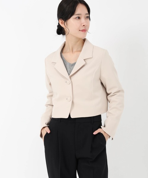 STRAWBERRY-FIELDS（ストロベリーフィールズ）の「サスティクロス_ショート丈ジャケット（テーラードジャケット・レディース・ベージュ/ネイビー・2）」の2枚目の写真