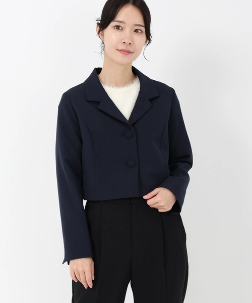 STRAWBERRY-FIELDS（ストロベリーフィールズ）の「サスティクロス_ショート丈ジャケット（テーラードジャケット・レディース・ベージュ/ネイビー・2）」の8枚目の写真