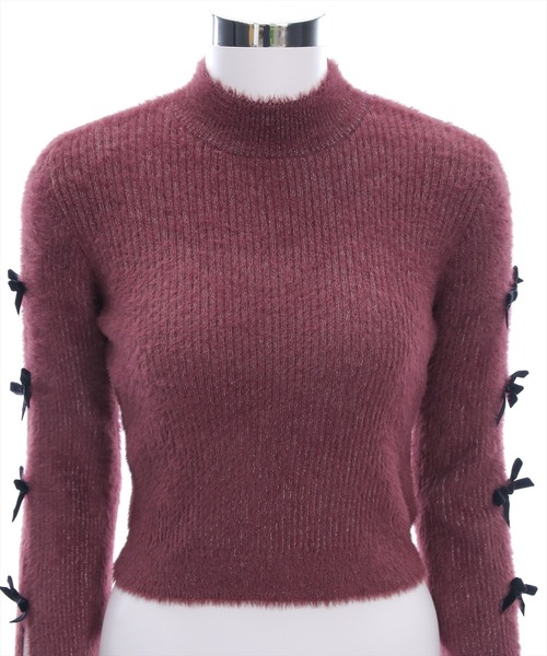 clear（クリア）の「袖リボン付きラメフェザーニットトップス[着回し力抜群 ガーリー]（ニット/セーター・レディース・グレー/パープル/ブラック/アイボリー・F）」の17枚目の写真