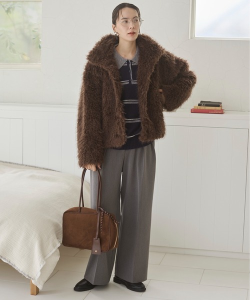 ANGIE（アンジー）の「シャギーファーフェイクファーブルゾン（ブルゾン・レディース・グレー/ブラウン系その他/アイボリー/ブラウン/ベージュ・FREE）」の16枚目の写真