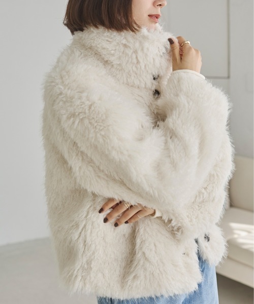 ANGIE（アンジー）の「シャギーファーフェイクファーブルゾン（ブルゾン・レディース・グレー/ブラウン系その他/アイボリー/ブラウン/ベージュ・FREE）」の15枚目の写真