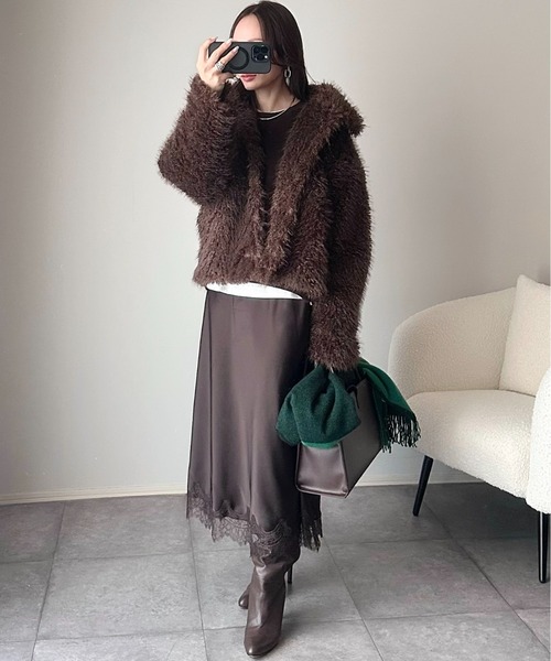 ANGIE（アンジー）の「シャギーファーフェイクファーブルゾン（ブルゾン・レディース・グレー/ブラウン系その他/アイボリー/ブラウン/ベージュ・FREE）」の12枚目の写真