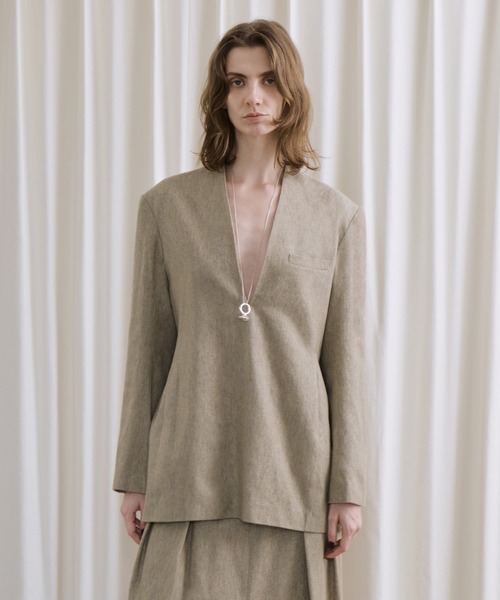 EMOELLE】ウールコットンジャケットライクブラウス（シャツ/ブラウス