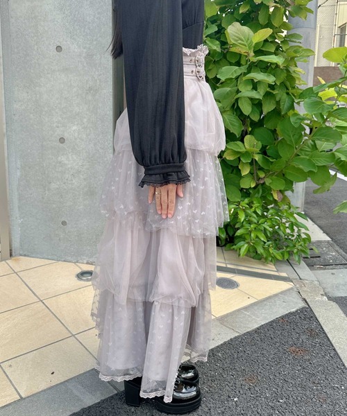 ROJITA（ロジータ）の「ハートチュールティアードロングスカート（スカート・レディース・ブラック/グレー/ピンク・FREE）」の11枚目の写真