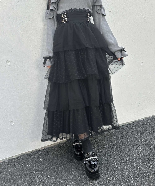 ROJITA（ロジータ）の「ハートチュールティアードロングスカート（スカート・レディース・ブラック/グレー/ピンク・FREE）」の22枚目の写真