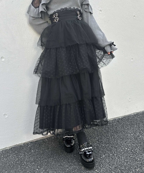 ROJITA（ロジータ）の「ハートチュールティアードロングスカート（スカート・レディース・ブラック/グレー/ピンク・FREE）」の14枚目の写真