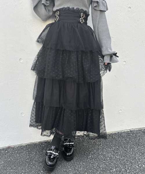 ROJITA（ロジータ）の「ハートチュールティアードロングスカート（スカート・レディース・ブラック/グレー/ピンク・FREE）」の12枚目の写真