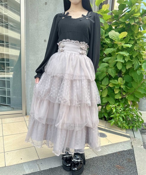 ROJITA（ロジータ）の「ハートチュールティアードロングスカート（スカート・レディース・ブラック/グレー/ピンク・FREE）」の16枚目の写真