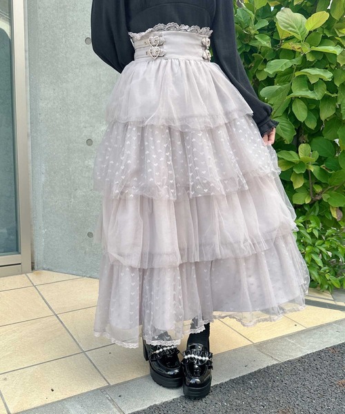 ROJITA（ロジータ）の「ハートチュールティアードロングスカート（スカート・レディース・ブラック/グレー/ピンク・FREE）」の18枚目の写真