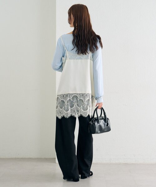 mystic（ミスティック）の「【新色グレーが登場！】レースサテンキャミソール（シャツ/ブラウス・レディース・ライトグレー/オフホワイト/ブラック/グレー・FREE）」の7枚目の写真