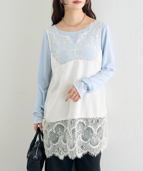 mystic（ミスティック）の「【新色グレーが登場！】レースサテンキャミソール（シャツ/ブラウス・レディース・ライトグレー/オフホワイト/ブラック/グレー・FREE）」の8枚目の写真