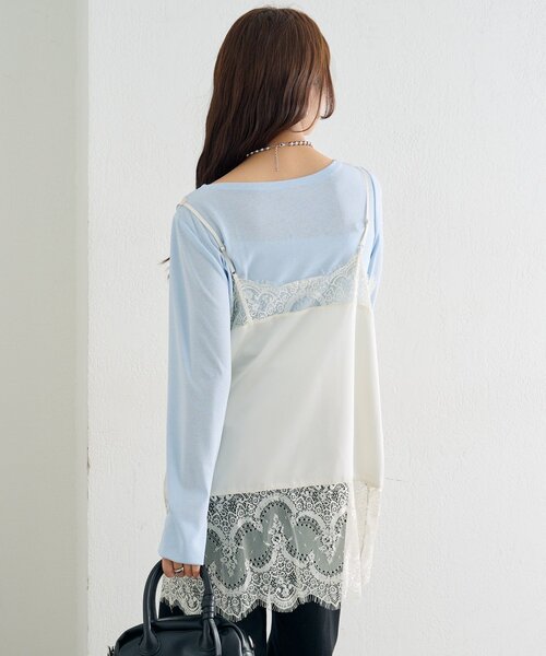 mystic（ミスティック）の「【新色グレーが登場！】レースサテンキャミソール（シャツ/ブラウス・レディース・ライトグレー/オフホワイト/ブラック/グレー・FREE）」の11枚目の写真