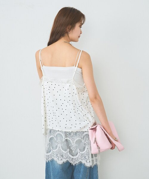 mystic（ミスティック）の「《新色ドット》レースサテンキャミソール（キャミソール・レディース・ライトグレー/オフホワイト/ブラック/グレー/ピンク/ホワイト・FREE）」の17枚目の写真