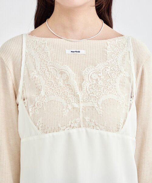 mystic（ミスティック）の「【新色グレーが登場！】レースサテンキャミソール（シャツ/ブラウス・レディース・ライトグレー/オフホワイト/ブラック/グレー・FREE）」の18枚目の写真