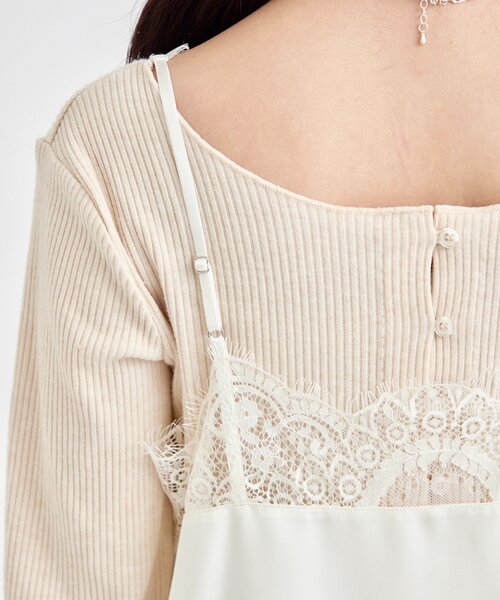 mystic（ミスティック）の「【新色グレーが登場！】レースサテンキャミソール（シャツ/ブラウス・レディース・ライトグレー/オフホワイト/ブラック/グレー・FREE）」の19枚目の写真