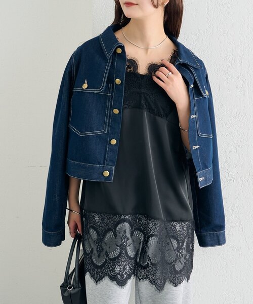 mystic（ミスティック）の「【新色グレーが登場！】レースサテンキャミソール（シャツ/ブラウス・レディース・ライトグレー/オフホワイト/ブラック/グレー・FREE）」の21枚目の写真