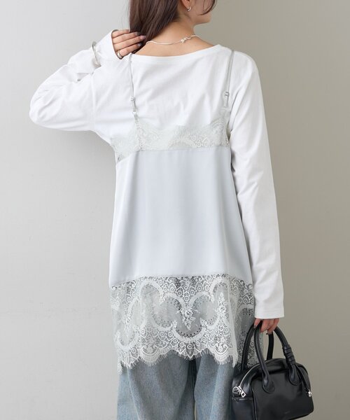 mystic(ミスティック)の「【新色ピンクが登場!】レースサテンキャミソール(キャミソール・レディース・ライトグレー/オフホワイト/ブラック/グレー/ピンク・FREE)」の7枚目の写真