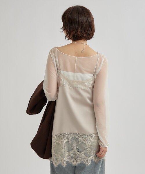 mystic(ミスティック)の「【新色ピンクが登場!】レースサテンキャミソール(キャミソール・レディース・ライトグレー/オフホワイト/ブラック/グレー/ピンク・FREE)」の11枚目の写真