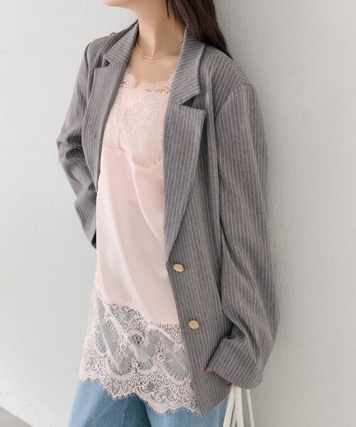 mystic(ミスティック)の「【新色ピンクが登場!】レースサテンキャミソール(キャミソール・レディース・ライトグレー/オフホワイト/ブラック/グレー/ピンク・FREE)」の15枚目の写真