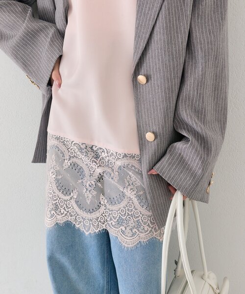 mystic(ミスティック)の「【新色ピンクが登場!】レースサテンキャミソール(キャミソール・レディース・ライトグレー/オフホワイト/ブラック/グレー/ピンク・FREE)」の17枚目の写真