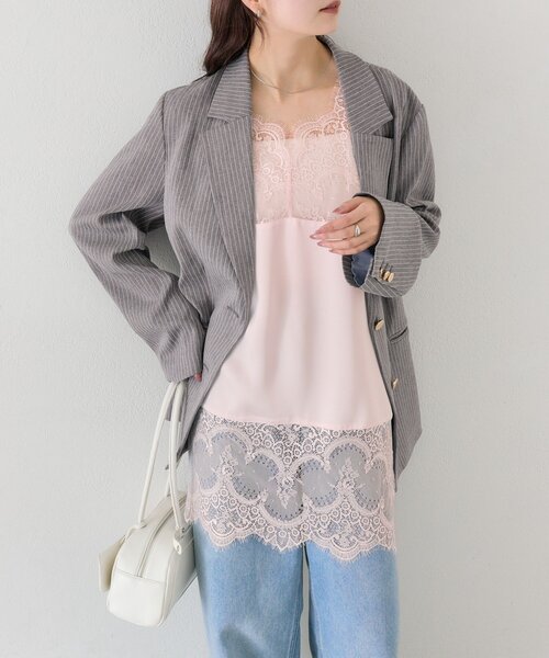 mystic(ミスティック)の「【新色ピンクが登場!】レースサテンキャミソール(キャミソール・レディース・ライトグレー/オフホワイト/ブラック/グレー/ピンク・FREE)」の18枚目の写真