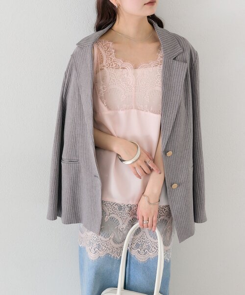 mystic(ミスティック)の「【新色ピンクが登場!】レースサテンキャミソール(キャミソール・レディース・ライトグレー/オフホワイト/ブラック/グレー/ピンク・FREE)」の20枚目の写真