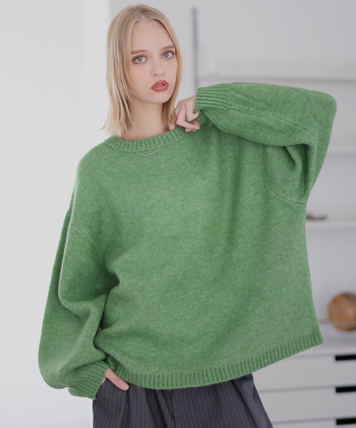 ROCHEM（ローシェン）の「バルーンスリーブメランジ/チェックニット