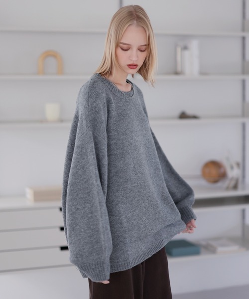 ROCHEM（ローシェン）の「バルーンスリーブメランジ/チェックニット