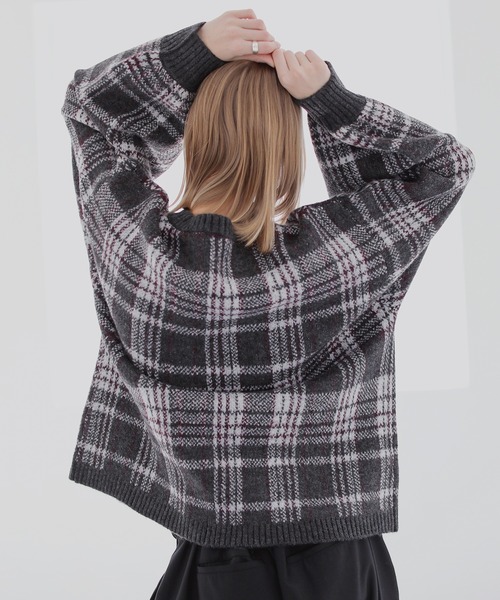 ROCHEM（ローシェン）の「バルーンスリーブメランジ/チェックニット（ニット/セーター・メンズ・グリーン/グレー/ブラック/グレー系/ネイビー系・XS/L/M/S）」の14枚目の写真