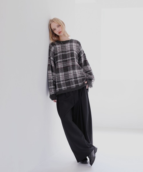 ROCHEM（ローシェン）の「バルーンスリーブメランジ/チェックニット（ニット/セーター・メンズ・グリーン/グレー/ブラック/グレー系/ネイビー系・XS/L/M/S）」の17枚目の写真