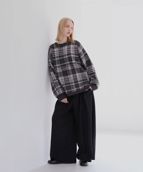 ROCHEM（ローシェン）の「バルーンスリーブメランジ/チェックニット（ニット/セーター・メンズ・グリーン/グレー/ブラック/グレー系/ネイビー系・XS/L/M/S）」の18枚目の写真