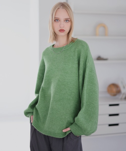 ROCHEM（ローシェン）の「バルーンスリーブメランジ/チェックニット（ニット/セーター・メンズ・グリーン/グレー/ブラック/グレー系/ネイビー系・XS/L/M/S）」の21枚目の写真