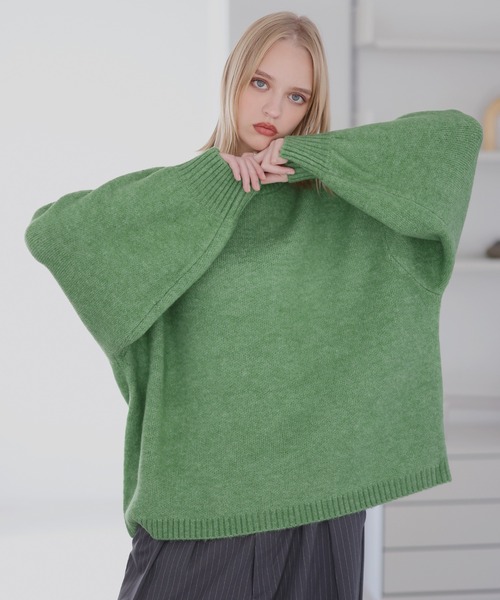 ROCHEM（ローシェン）の「バルーンスリーブメランジ/チェックニット