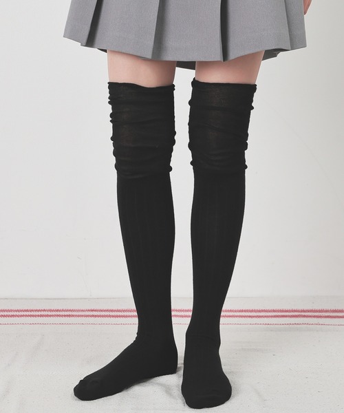 Honeys（ハニーズ）の「セミシアー切替ニーハイソックス（ソックス/靴下・レディース・アイボリー/ブラック/グレー・FREE）」の8枚目の写真