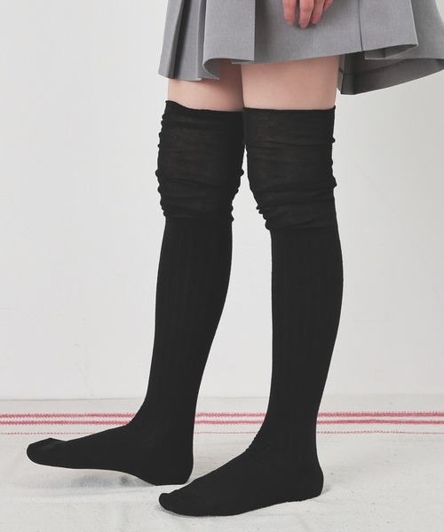 Honeys（ハニーズ）の「セミシアー切替ニーハイソックス（ソックス/靴下・レディース・アイボリー/ブラック/グレー・FREE）」の9枚目の写真
