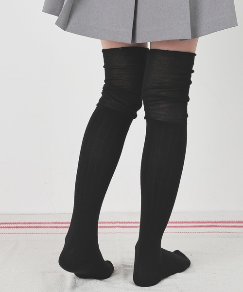 Honeys（ハニーズ）の「セミシアー切替ニーハイソックス（ソックス/靴下・レディース・アイボリー/ブラック/グレー・FREE）」の10枚目の写真